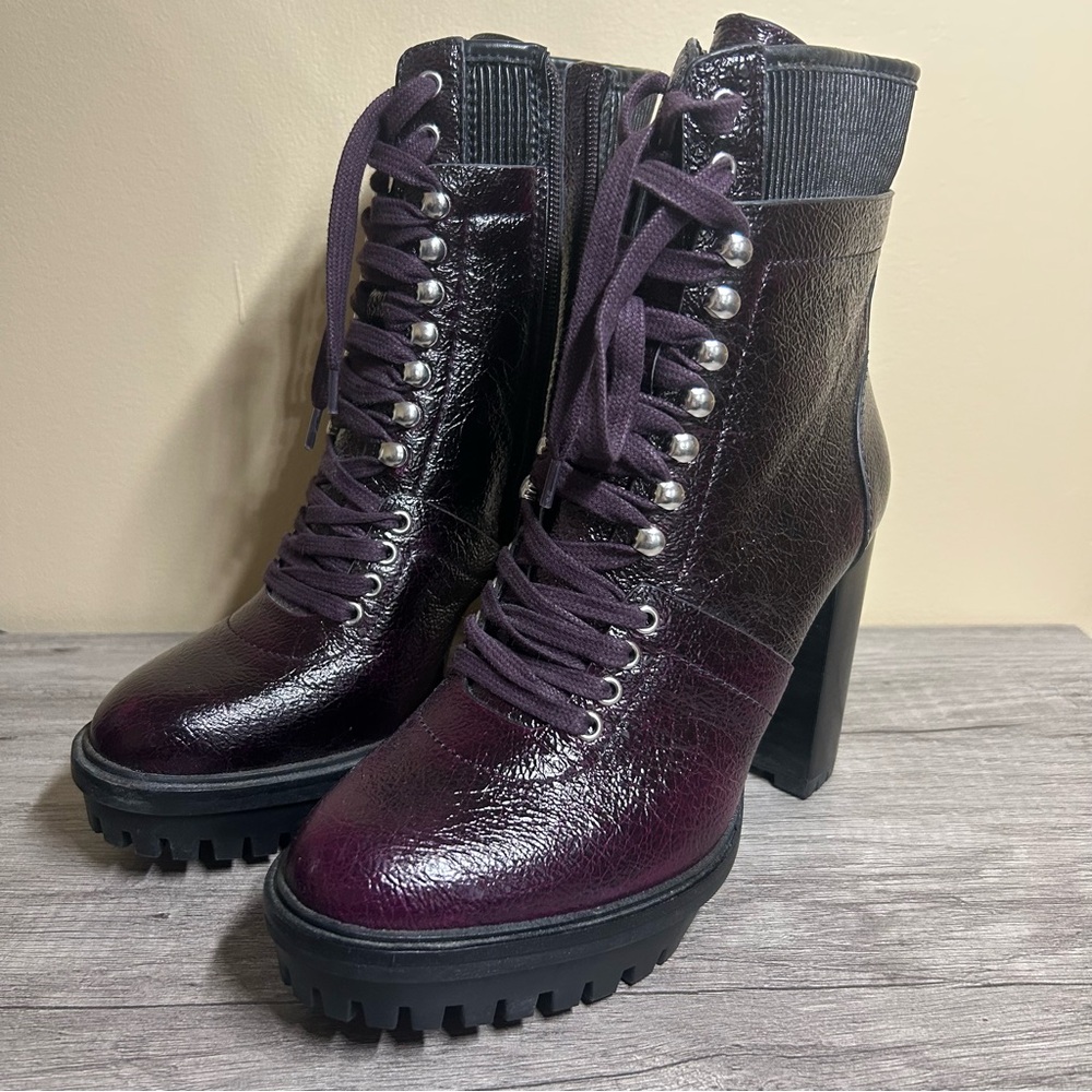 Vince Camuto Purple Leather Booties 7.5M